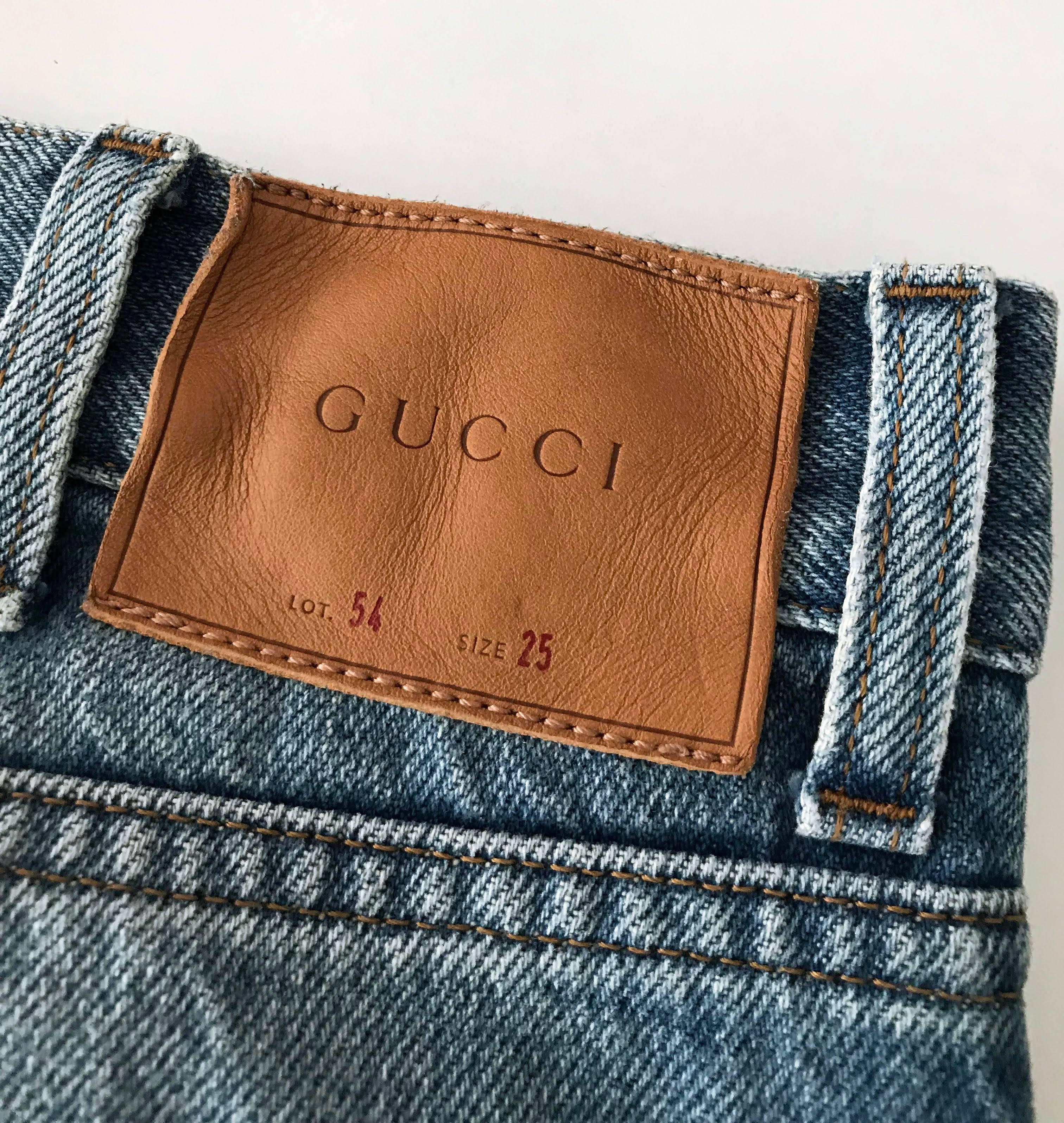 Women's Gucci Alessandro Michele Butterfly Patch Blue Denim jeans - size 25