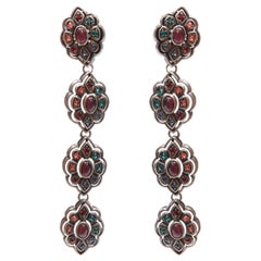 GUCCI Alessandro Michele colourful crystal barocco floral drop earrings Pair