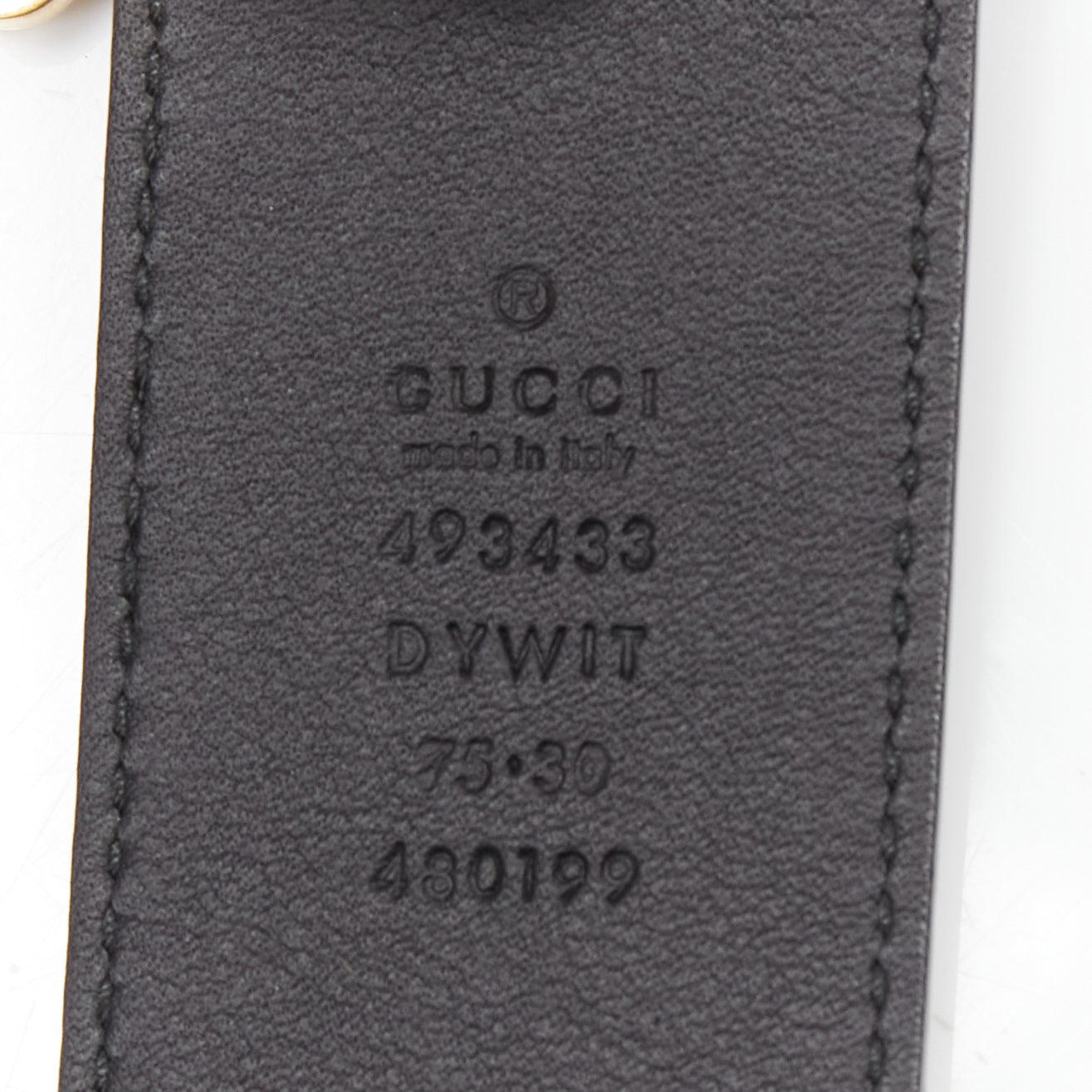 GUCCI Alessandro Michele Schwarzer schwarzer Ledergürtel aus cremefarbener Perlmutt mit Schmetterlingsschmuck 75cm im Angebot 4