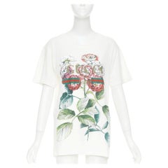 GUCCI Alessandro Michele floral bloom vintage logo green red web print tshirt XS