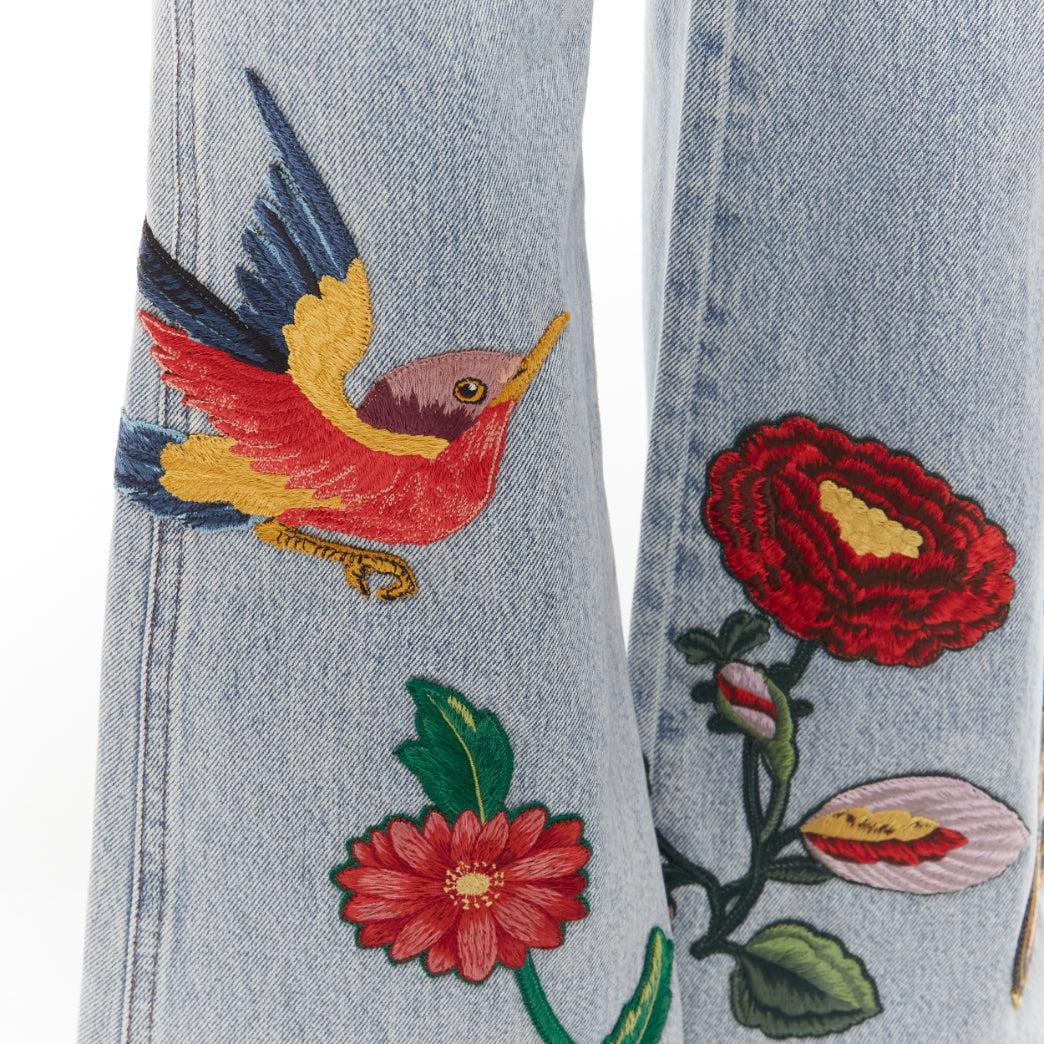 GUCCI Alessandro Michele flower embroidery patch flare hippie jeans 24