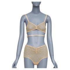 Conjunto de lencería GUCCI Alessandro Michele GG Star nude monograma bordado tul S
