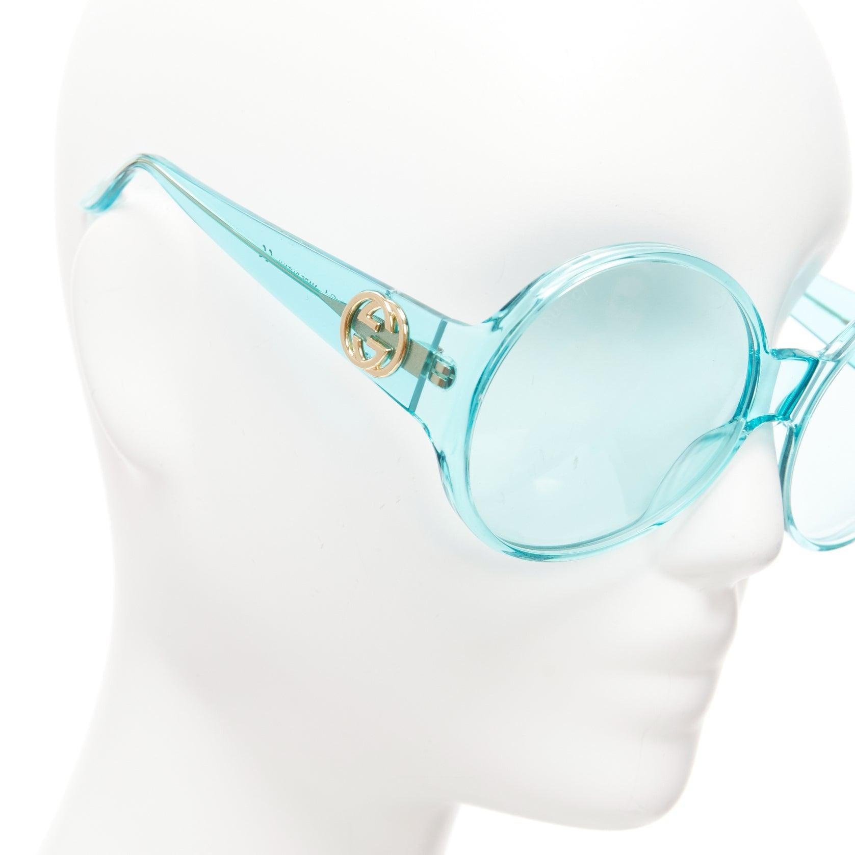 GUCCI Alessandro Michele GG0954S blue hue round frame oversized sunnies For Sale 2