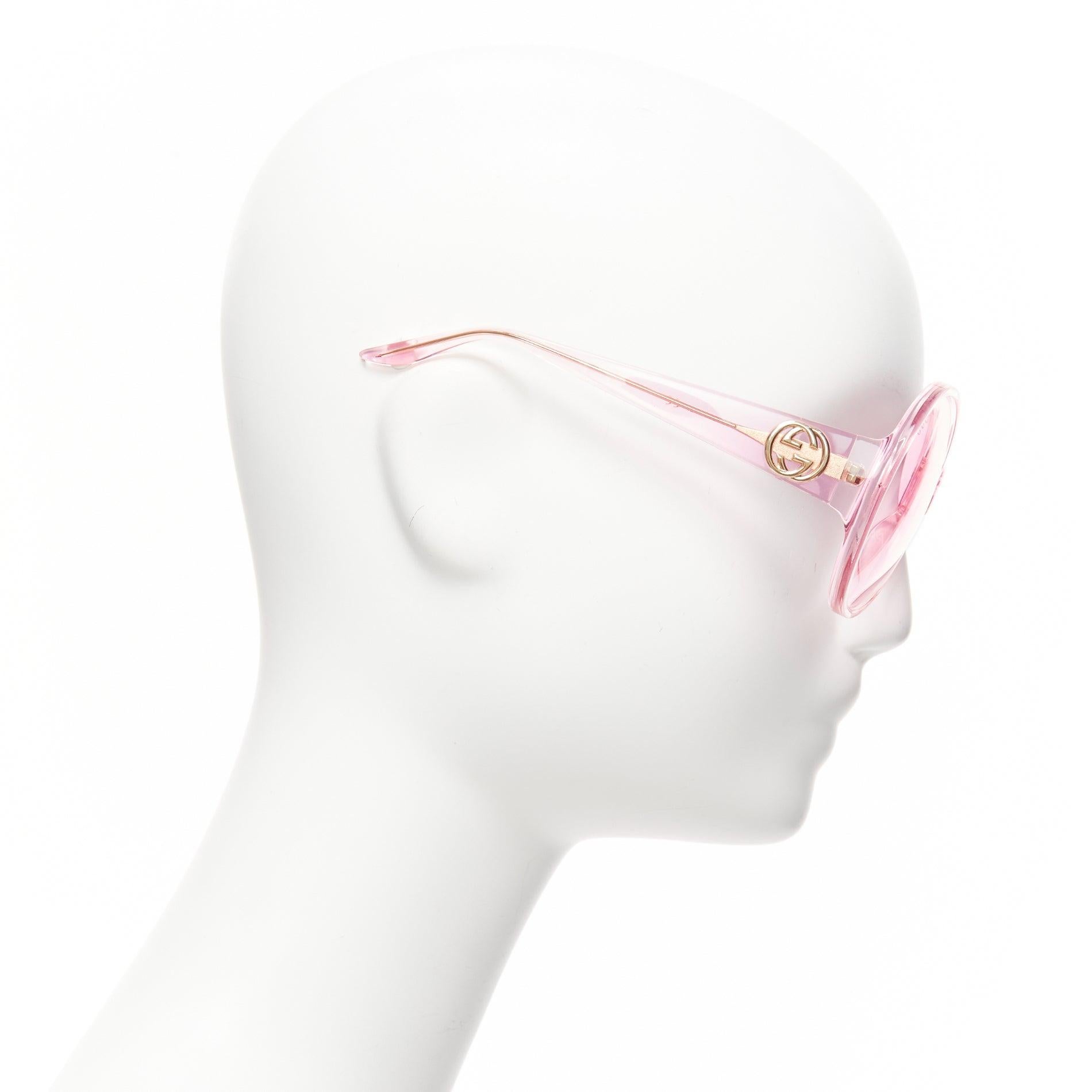 GUCCI Alessandro Michele GG0954S rosafarbene übergroße Sonnenbrille mit rundem Rahmen in Übergröße im Zustand „Hervorragend“ im Angebot in Hong Kong, NT