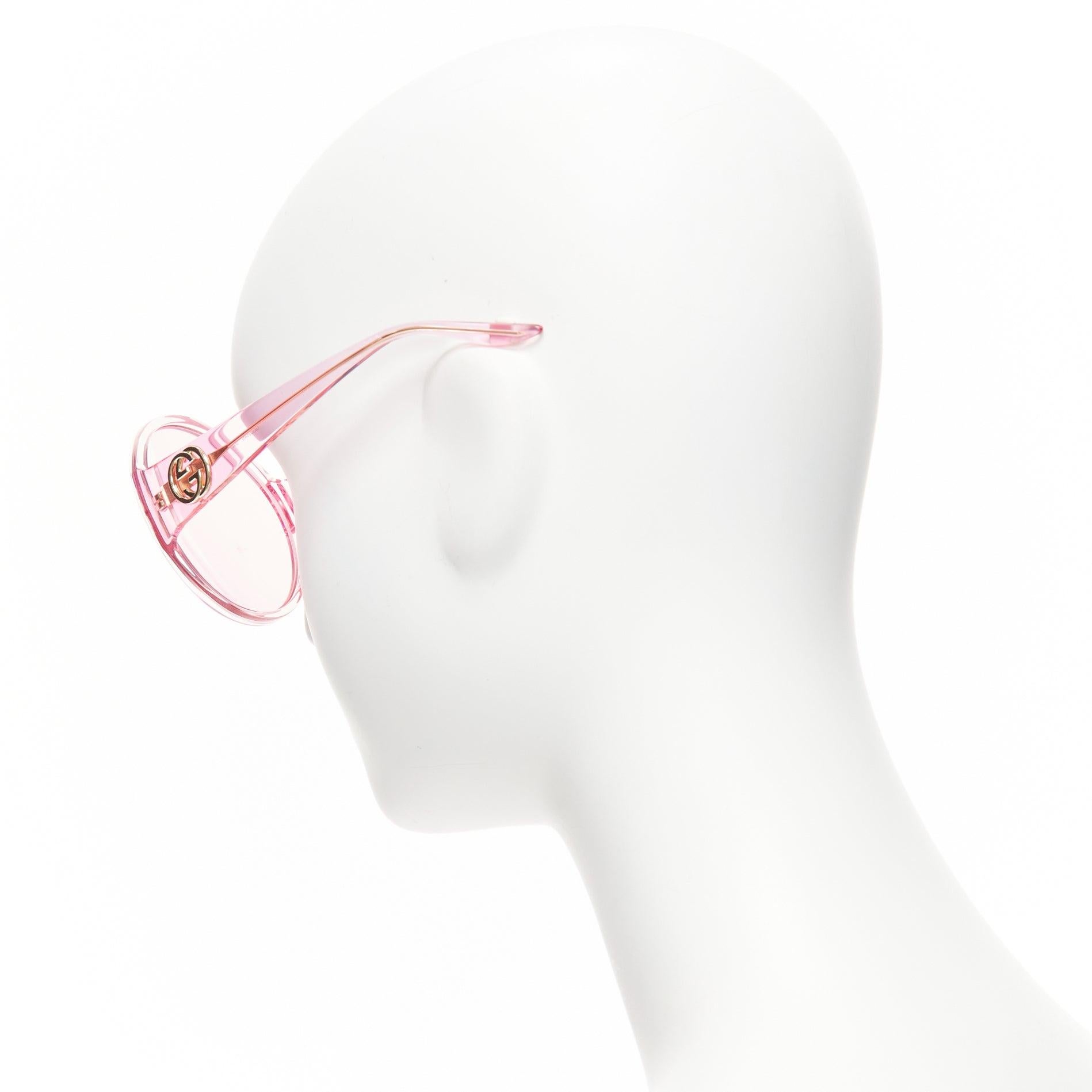 GUCCI Alessandro Michele GG0954S rosafarbene übergroße Sonnenbrille mit rundem Rahmen in Übergröße im Angebot 1