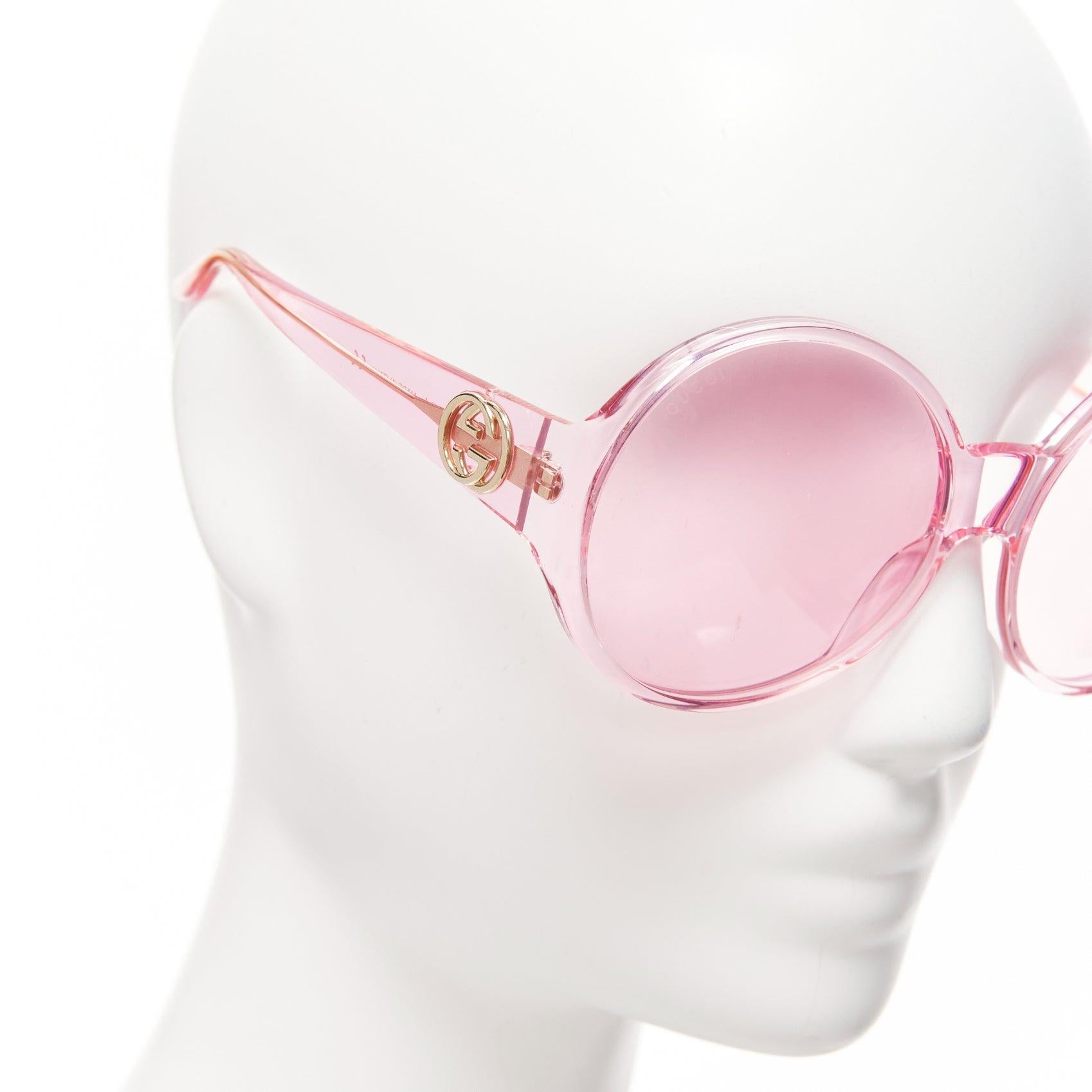 GUCCI Alessandro Michele GG0954S pink hue round frame oversized sunnies For Sale 2