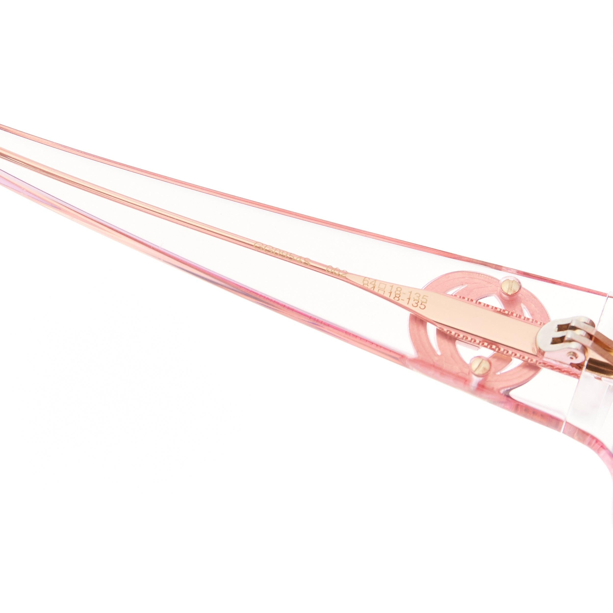 GUCCI Alessandro Michele GG0954S rosafarbene übergroße Sonnenbrille mit rundem Rahmen in Übergröße im Angebot 3