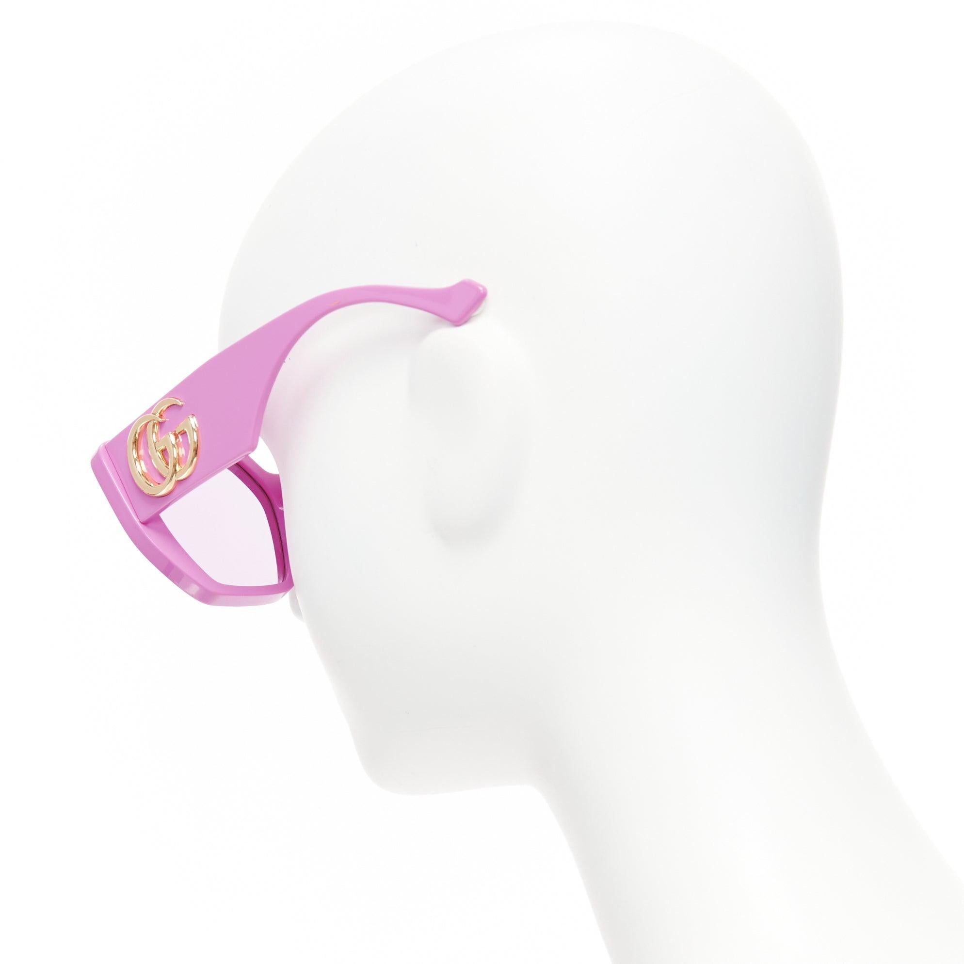GUCCI Alessandro Michele GG0956S pink GG logo square frame oversized sunglasses In Good Condition For Sale In Hong Kong, NT