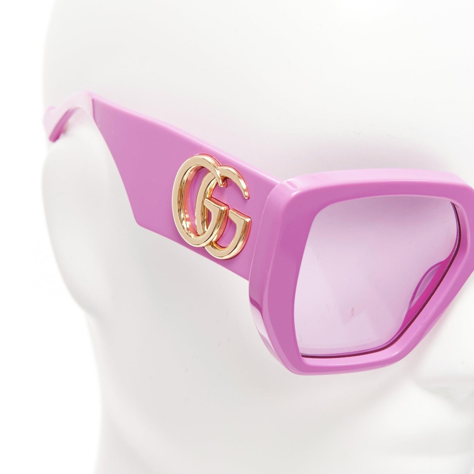 GUCCI Alessandro Michele GG0956S pink GG logo square frame oversized sunglasses For Sale 1