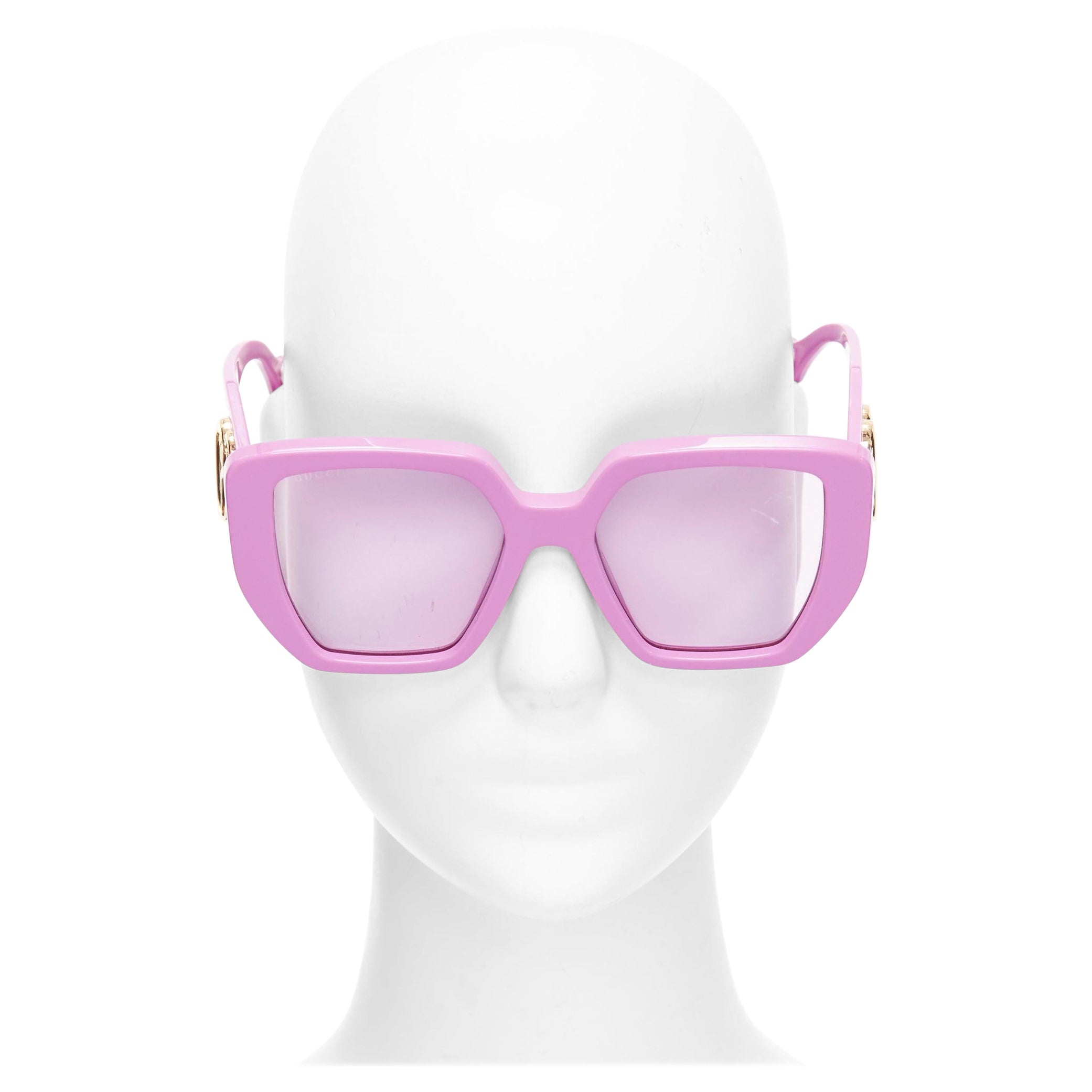 GUCCI Alessandro Michele GG0956S pink GG logo square frame oversized sunglasses