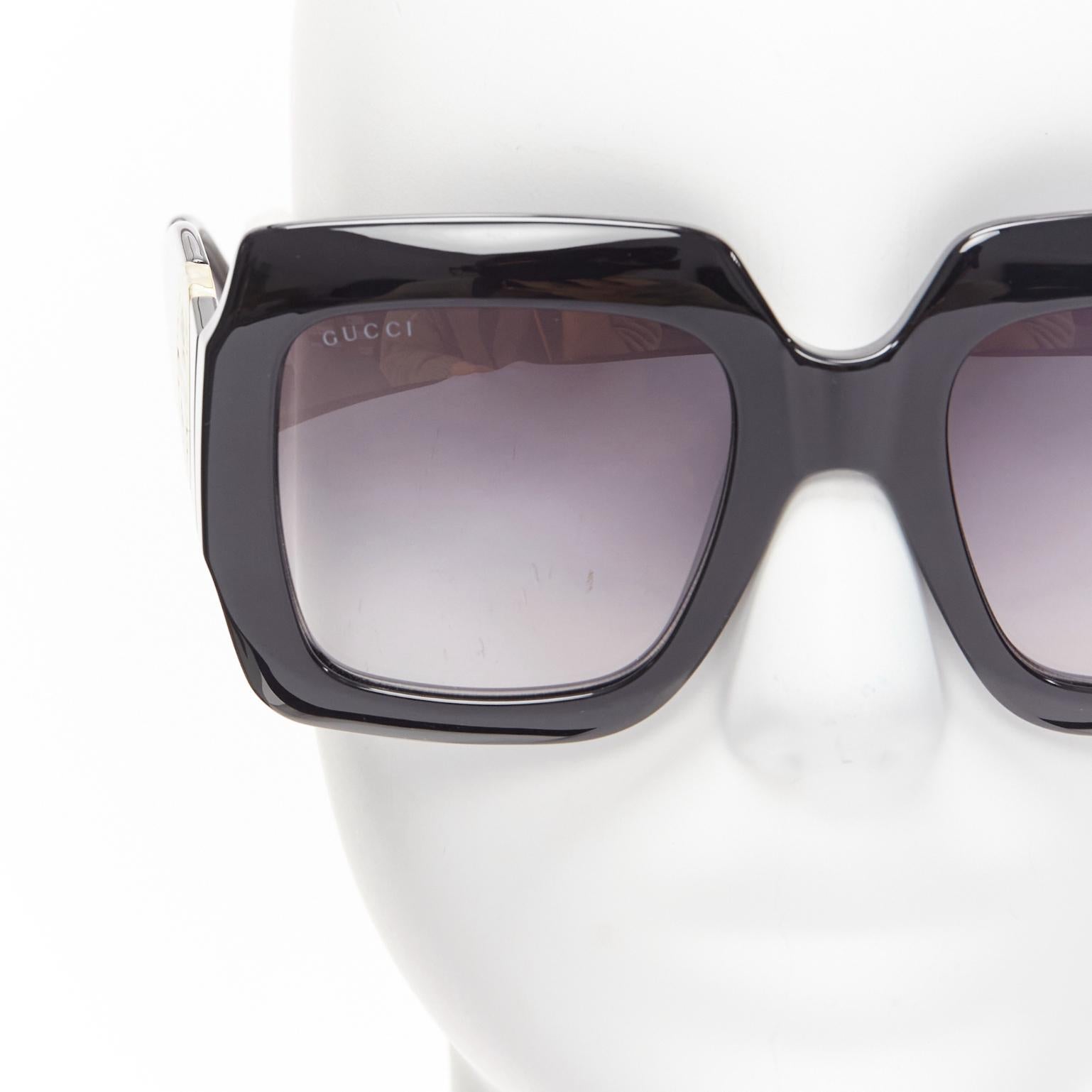 GUCCI Alessandro Michele GG1022S black gold GG logo oversized sunglasses In Excellent Condition For Sale In Hong Kong, NT