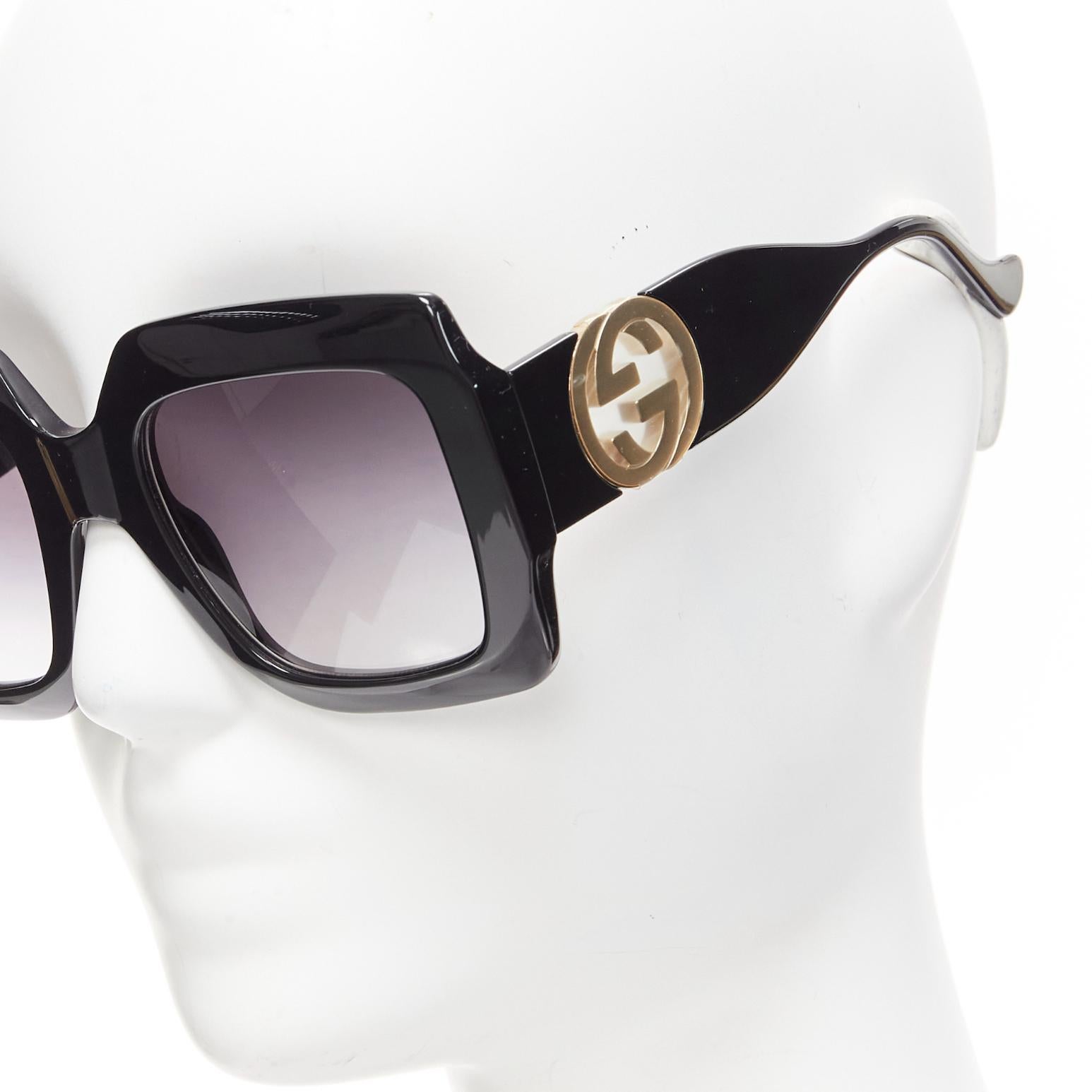 GUCCI Alessandro Michele GG1022S black gold GG logo oversized sunglasses For Sale 1