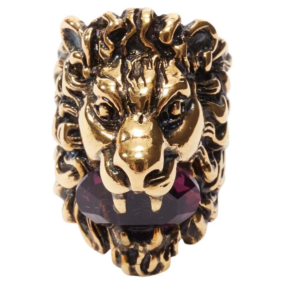GUCCI Alessandro Michele Gold Lion Purple Crystal Oversized Cocktail gucci-alessandro-michele-gold-lion-purple-crystal-oversized-cocktail