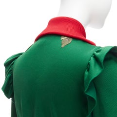 GUCCI Alessandro Michele green pink floral applique ruffled track jacket XS