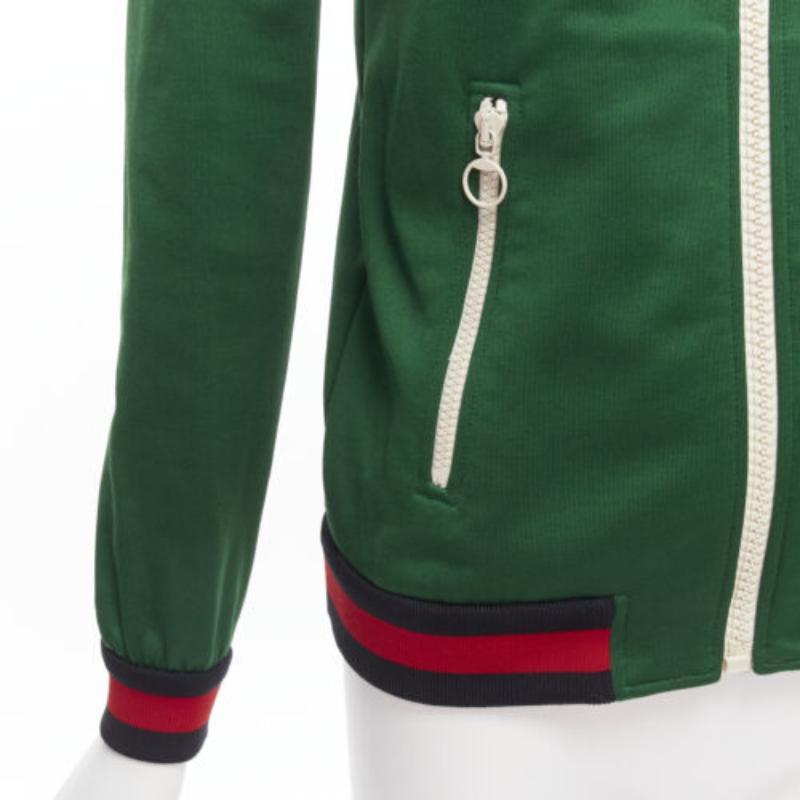 GUCCI Alessandro Michele green pink floral applique ruffled track jacket XS For Sale 4