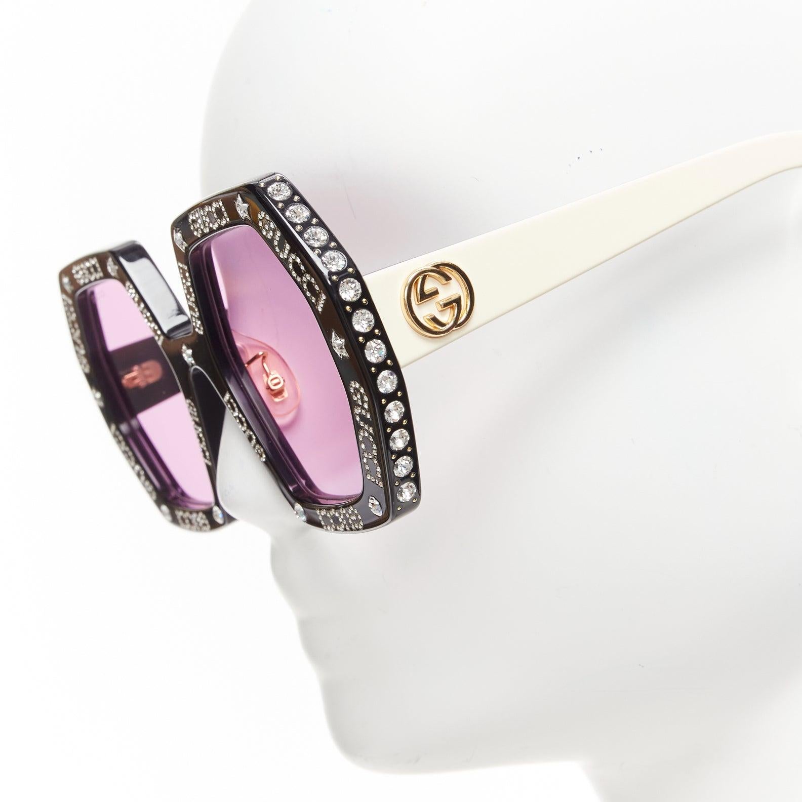 GUCCI Alessandro Michele Hollywood Forever GG0772S logo crystal black  sunnies In Excellent Condition In Hong Kong, NT