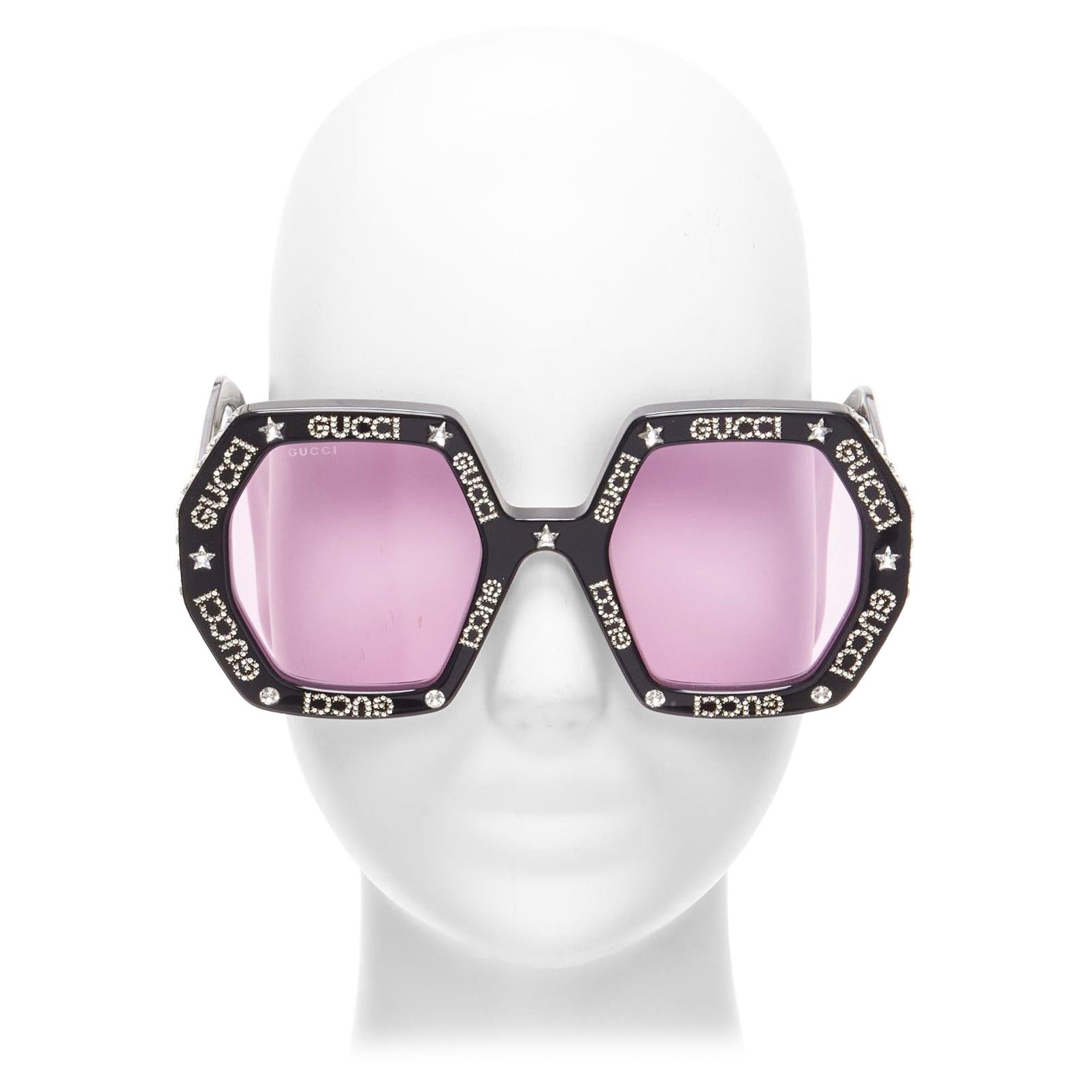 GUCCI Alessandro Michele Hollywood Forever GG0772S logo crystal black  sunnies