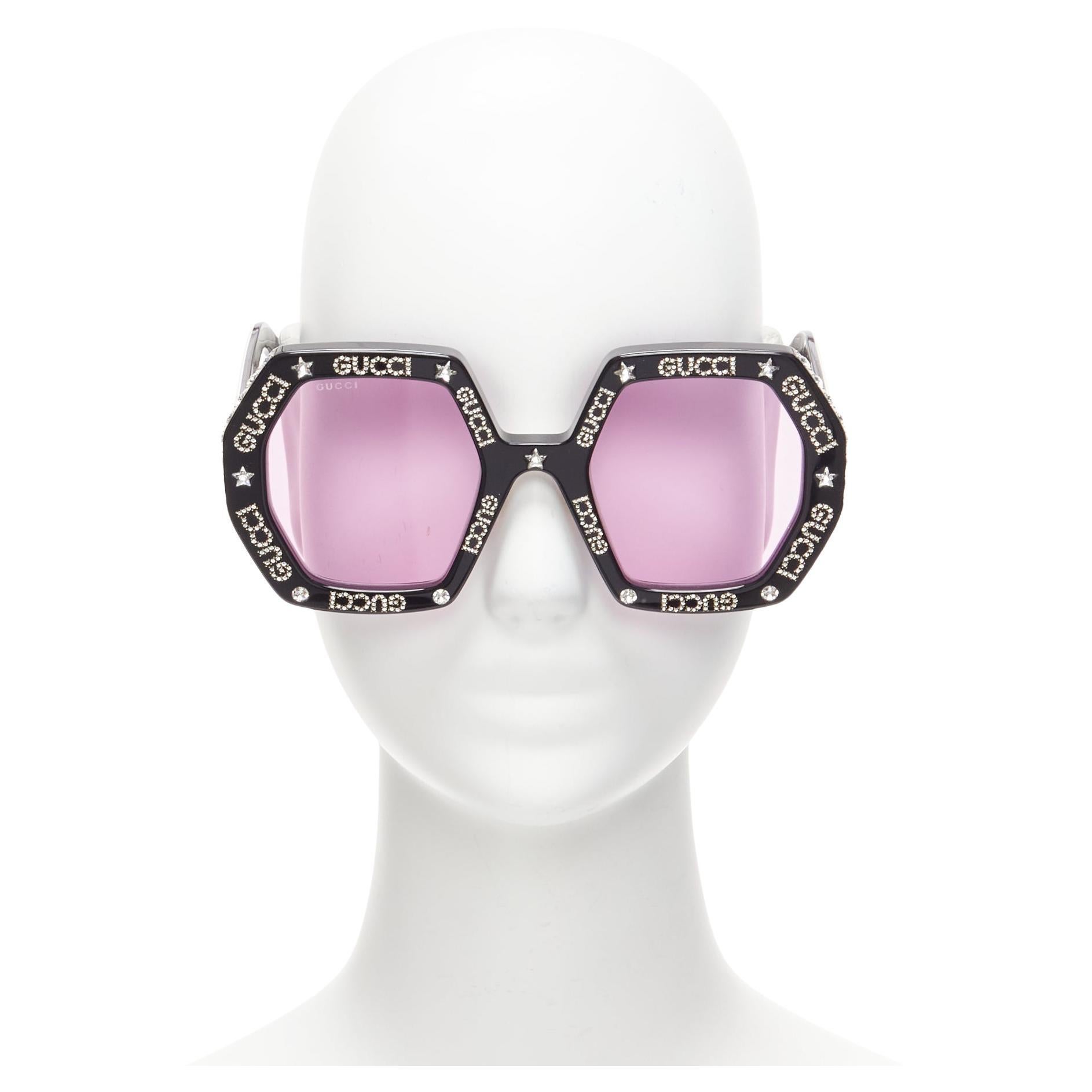GUCCI Alessandro Michele Hollywood Forever GG0772S logo crystal black  sunnies