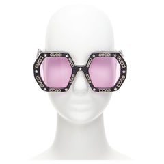 GUCCI Alessandro Michele Hollywood Forever GG0772S logo crystal black  sunnies