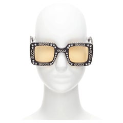 GUCCI Alessandro Michele Hollywood Forever GG0780S logo crystal yellow sunnies
