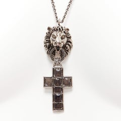 GUCCI Alessandro Michele Lion head Byzantine cross long necklace