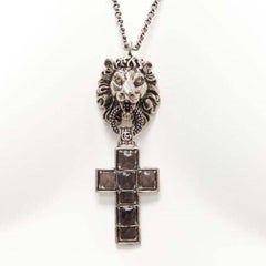 GUCCI Alessandro Michele Lion head Byzantine cross long necklace