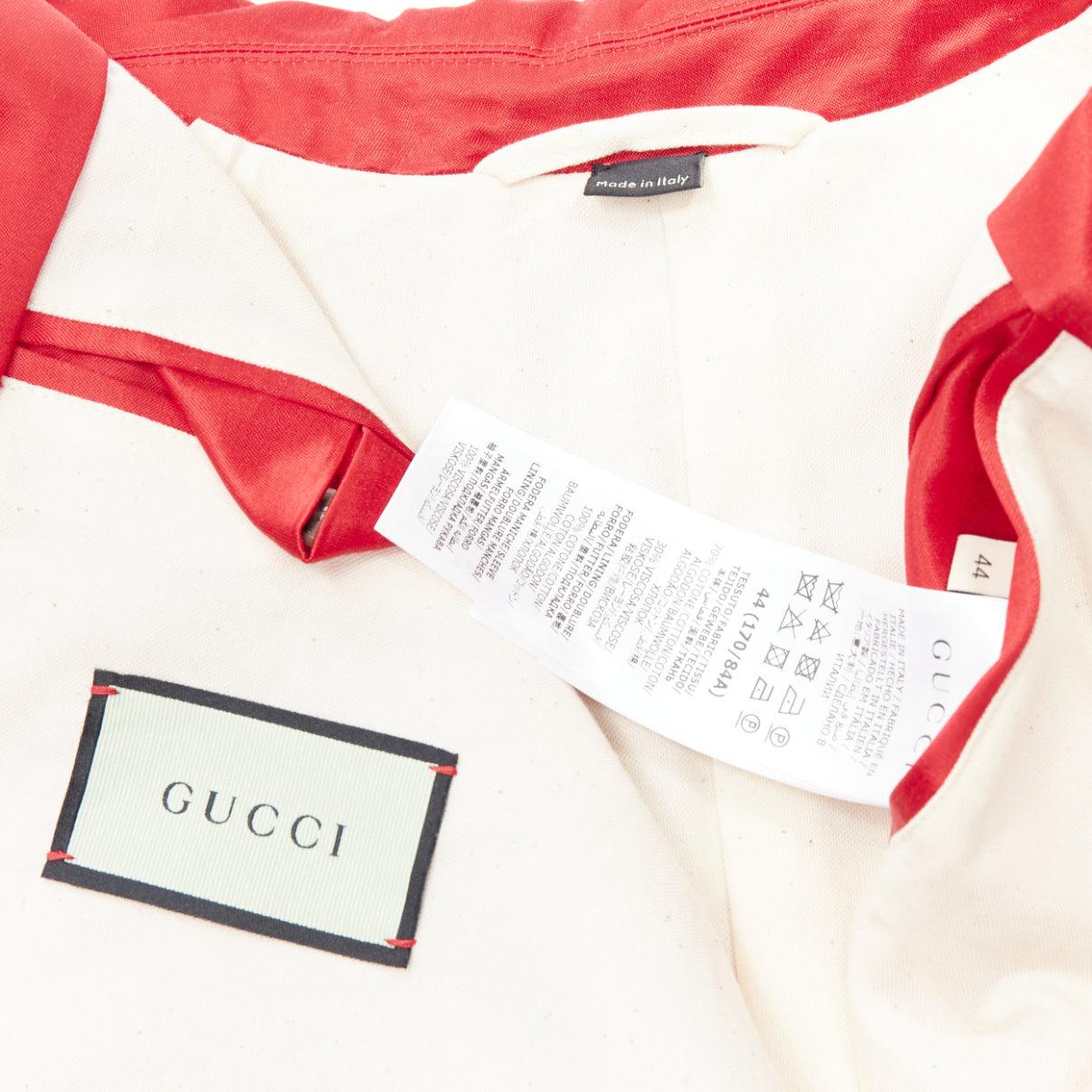 GUCCI Alessandro Michele Loved red satin varsity bomber jacket IT44 M 6
