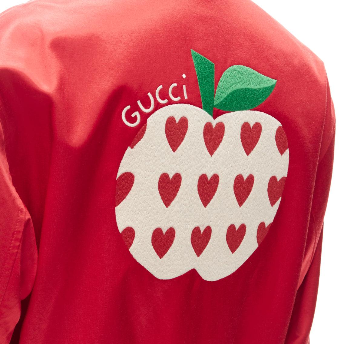 GUCCI Alessandro Michele Loved red satin varsity bomber jacket IT44 M 3