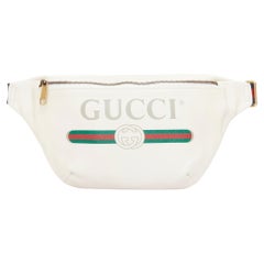 GUCCI Alessandro Michele off white vintage logo print leather crossbody belt bag
