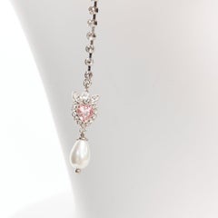 GUCCI Alessandro Michele pink heart crystal GG logo pearl charm hairband
