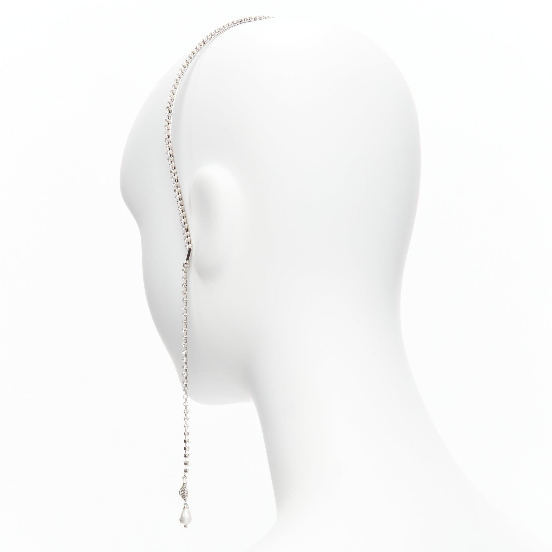 GUCCI Alessandro Michele pink heart crystal GG logo pearl charm hairband For Sale 1
