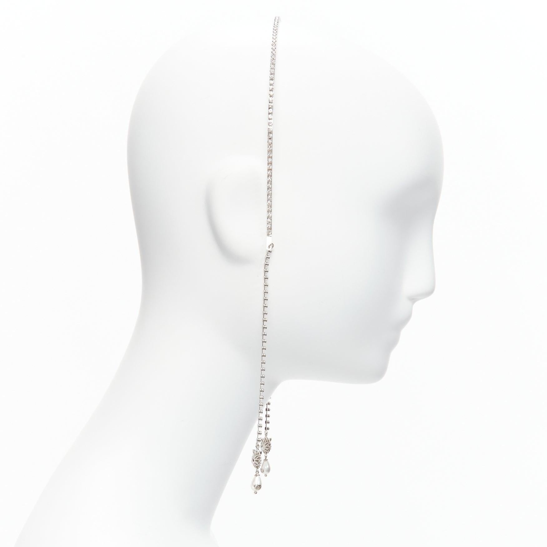 GUCCI Alessandro Michele Rosa Herzkristall-Logo-Perlen-Haarband mit baumelndem Anhänger Damen im Angebot