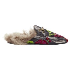 GUCCI Alessandro Michele Mocasín Princetown de jacquard floral forrado de piel EU36