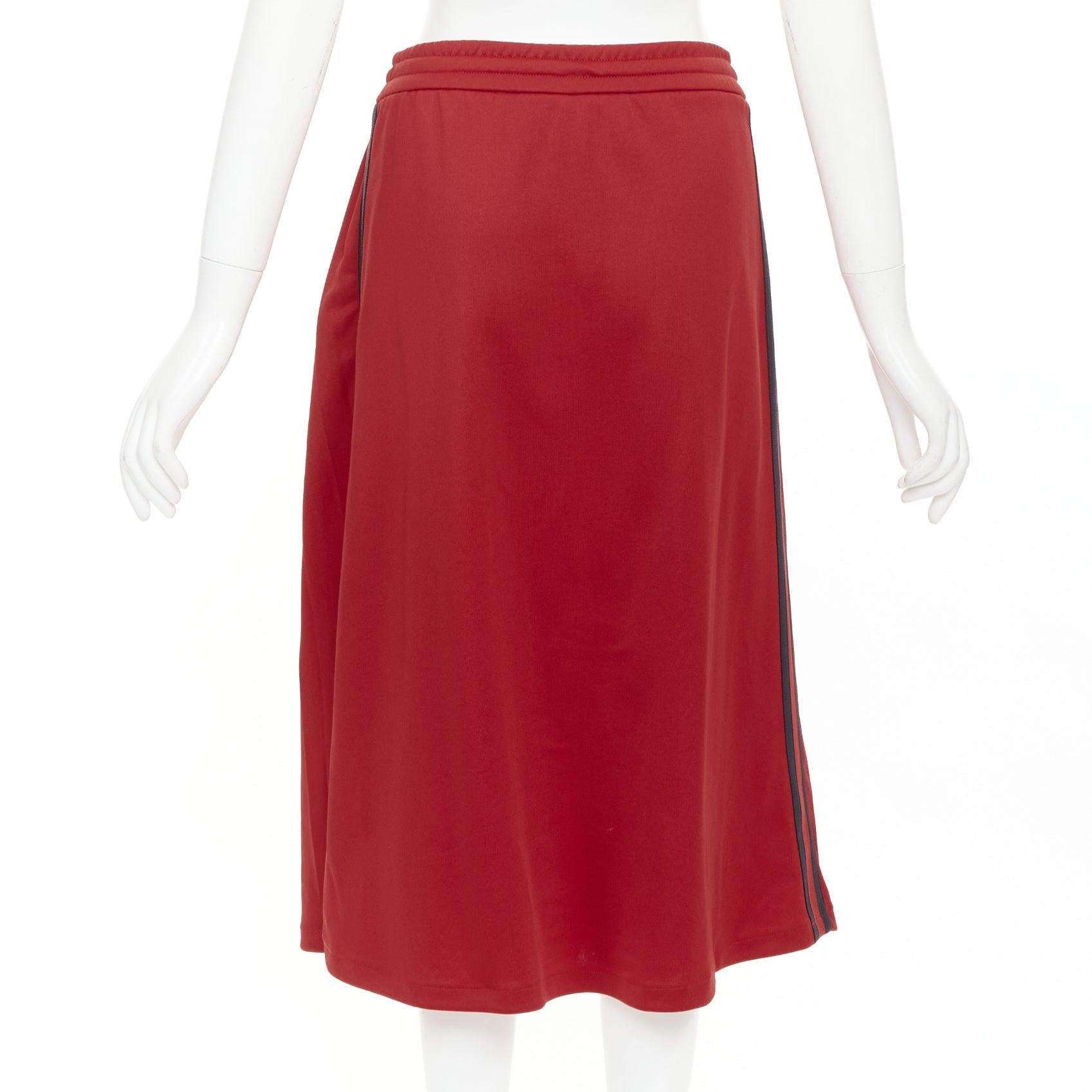 GUCCI Alessandro Michele red pleated Signature Web side track skirt XS Pour femmes en vente
