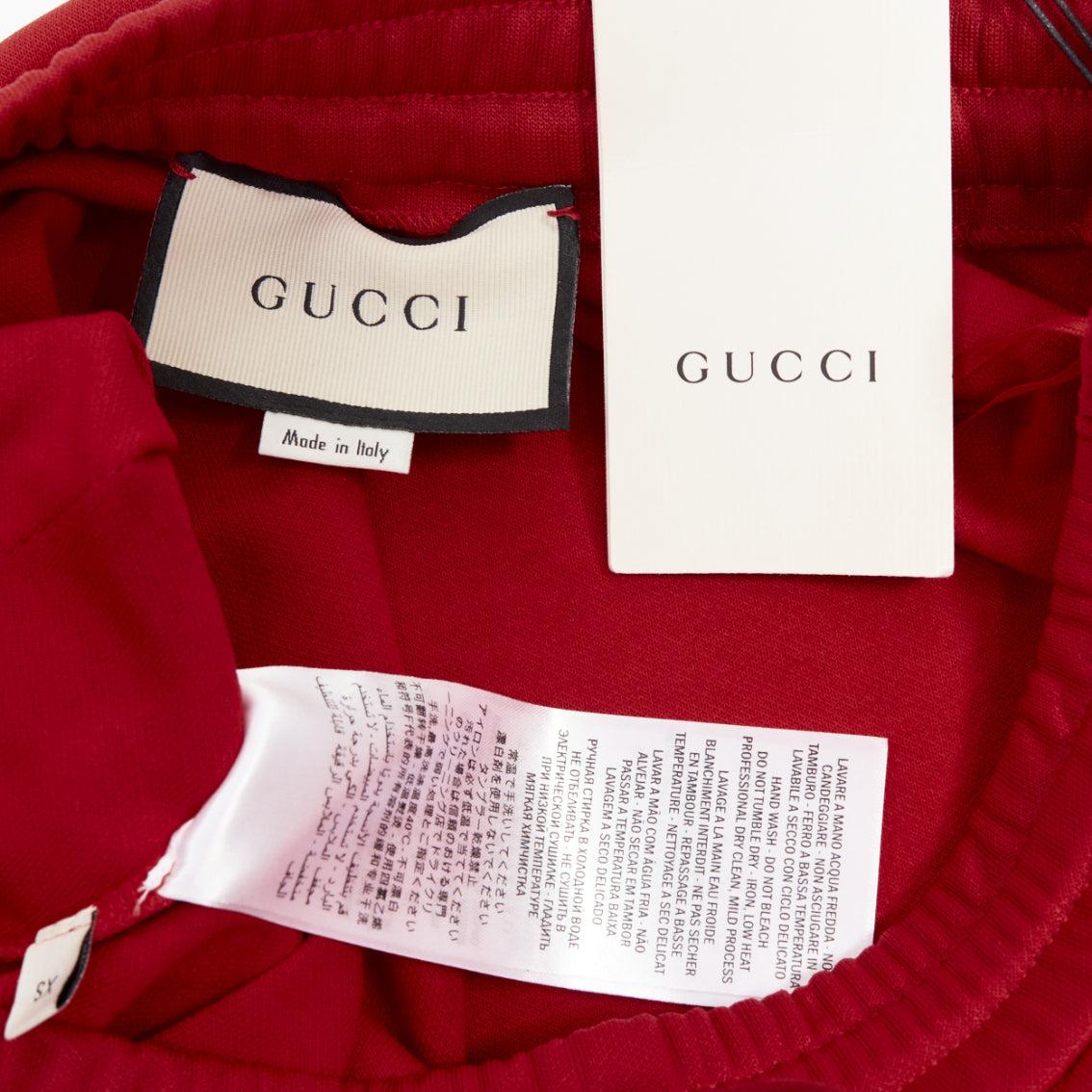 GUCCI Alessandro Michele red pleated Signature Web side track skirt XS en vente 3