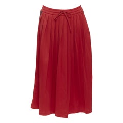 GUCCI Alessandro Michele red pleated Signature Web side track skirt XS