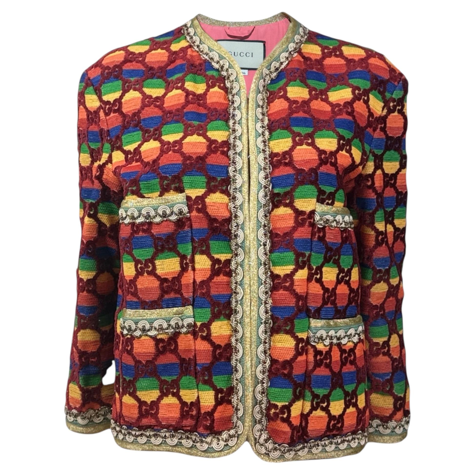Gucci Alessandro Michele Resort 2018 Look 40 Multicolor GG Supreme jacket