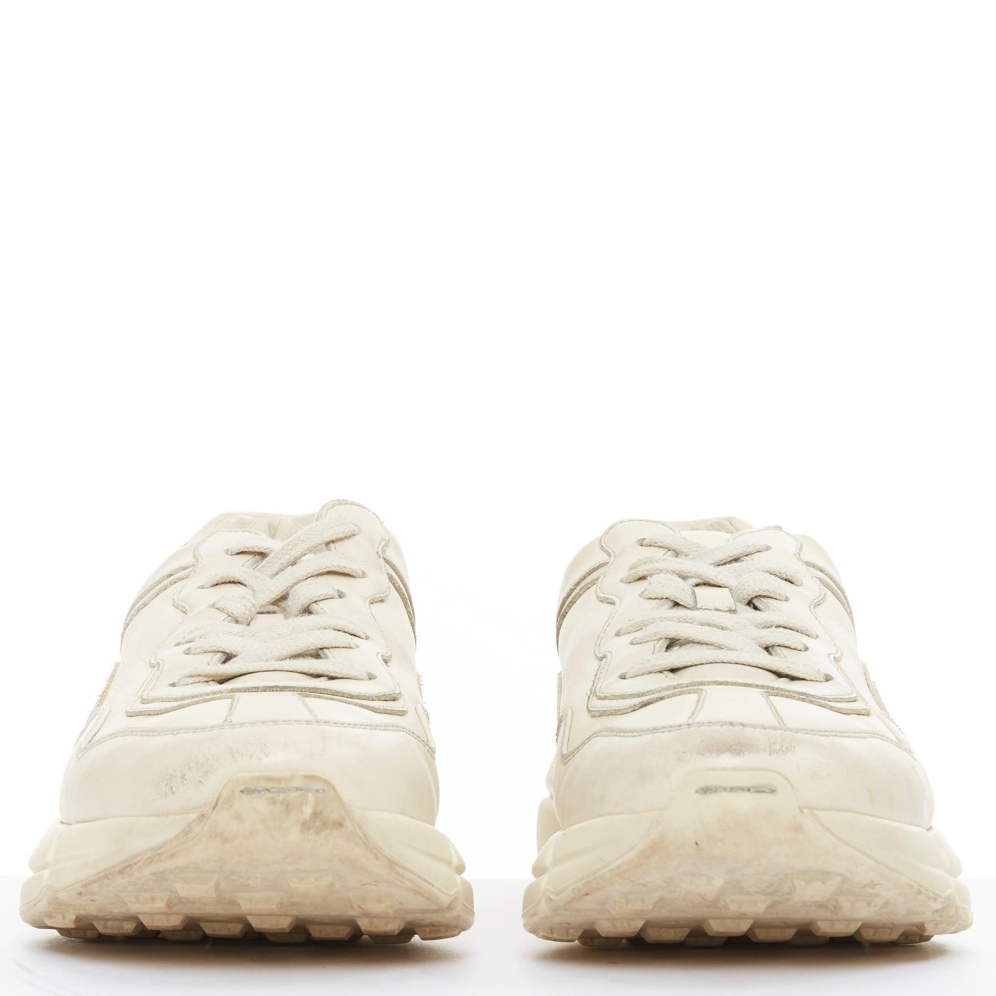 Beige A. Michel, Rhyton in pelle color crema, scarpe da ginnastica con lacci, EU37 in vendita