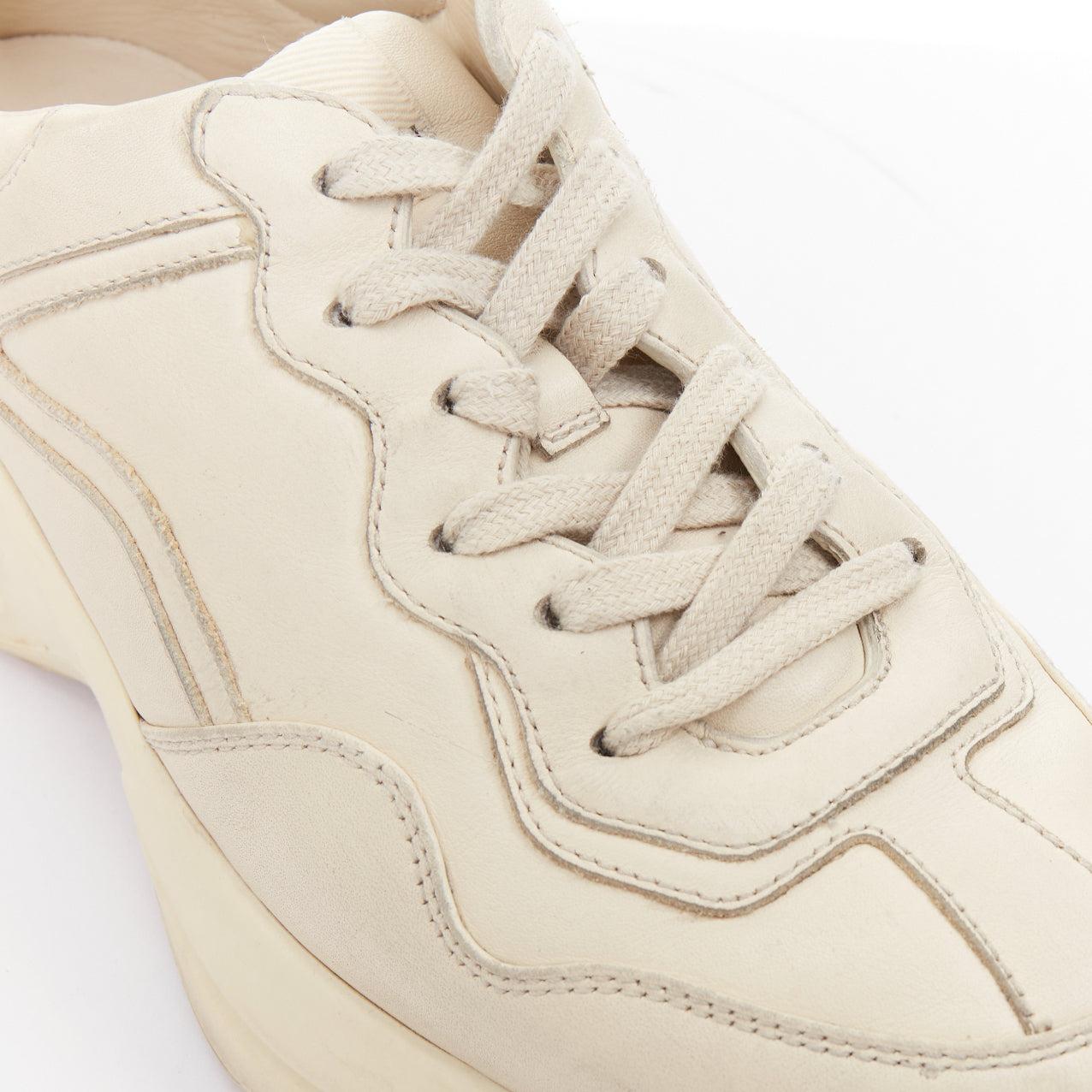 A. Michel, Rhyton in pelle color crema, scarpe da ginnastica con lacci, EU37 in vendita 2