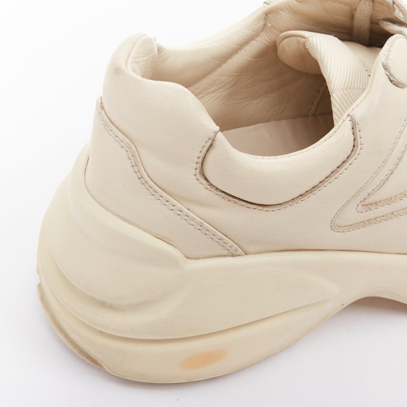 A. Michel, Rhyton in pelle color crema, scarpe da ginnastica con lacci, EU37 in vendita 3