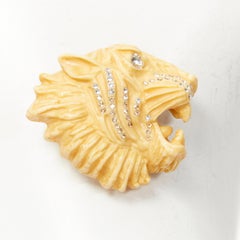GUCCI ALESSANDRO MICHELE Runway ivory resin crystal Tiger head pin brooch