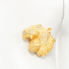 GUCCI ALESSANDRO MICHELE Runway ivory resin crystal Tiger head pin brooch