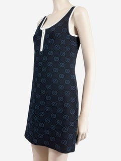 Gucci Alessandro Michele Spring 2022 navy knitted GG dress