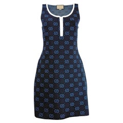 Gucci Alessandro Michele Spring 2022 navy knitted GG dress