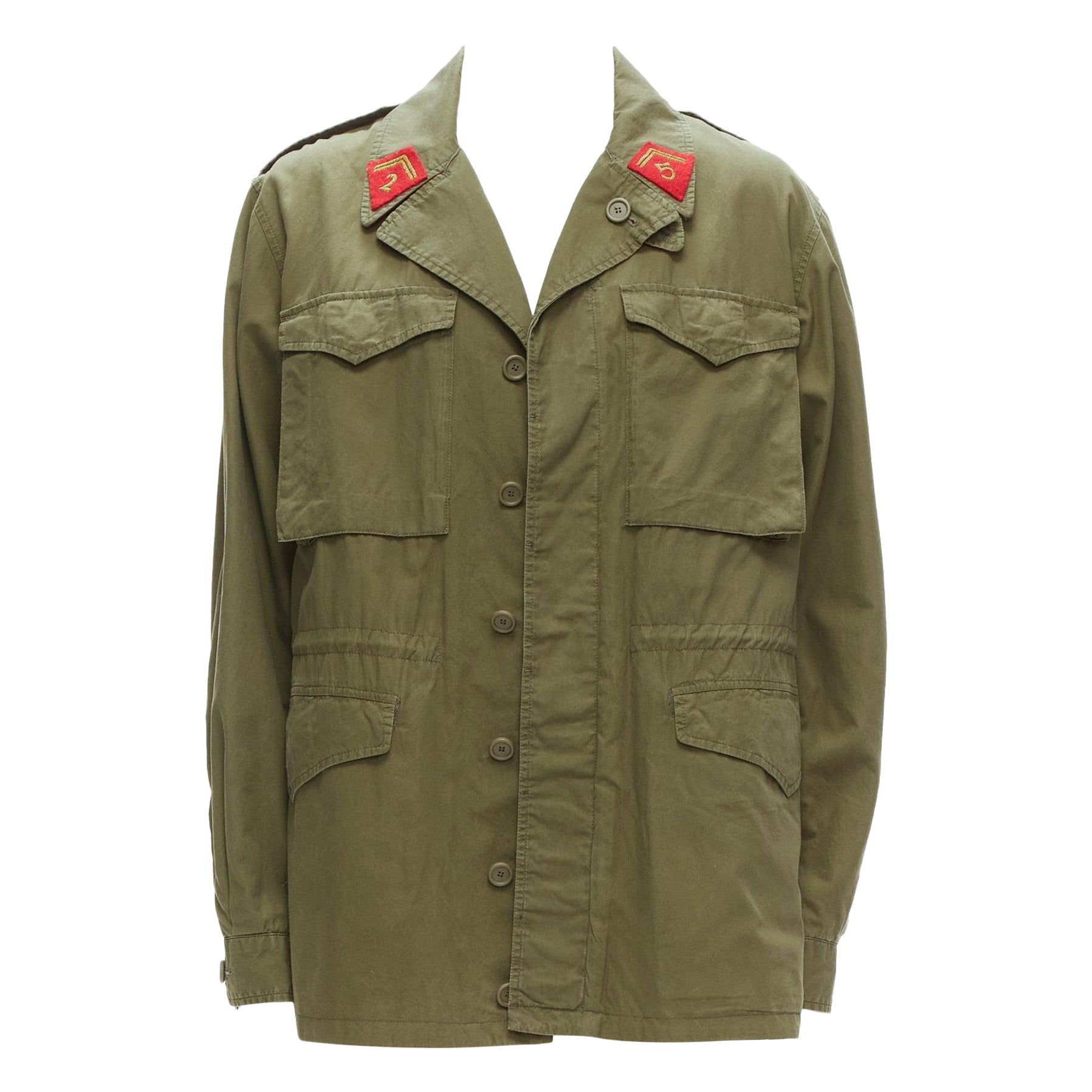 GUCCI Alessandro Michele Vintage Logo dragon embroidery green field jacket IT50
