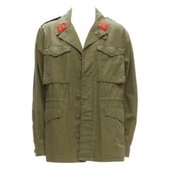GUCCI Alessandro Michele Vintage Logo dragon embroidery green field jacket IT50