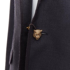 GUCCI Alessandro Michele wool mohair dual bronze tiger button blazer IT52 XL