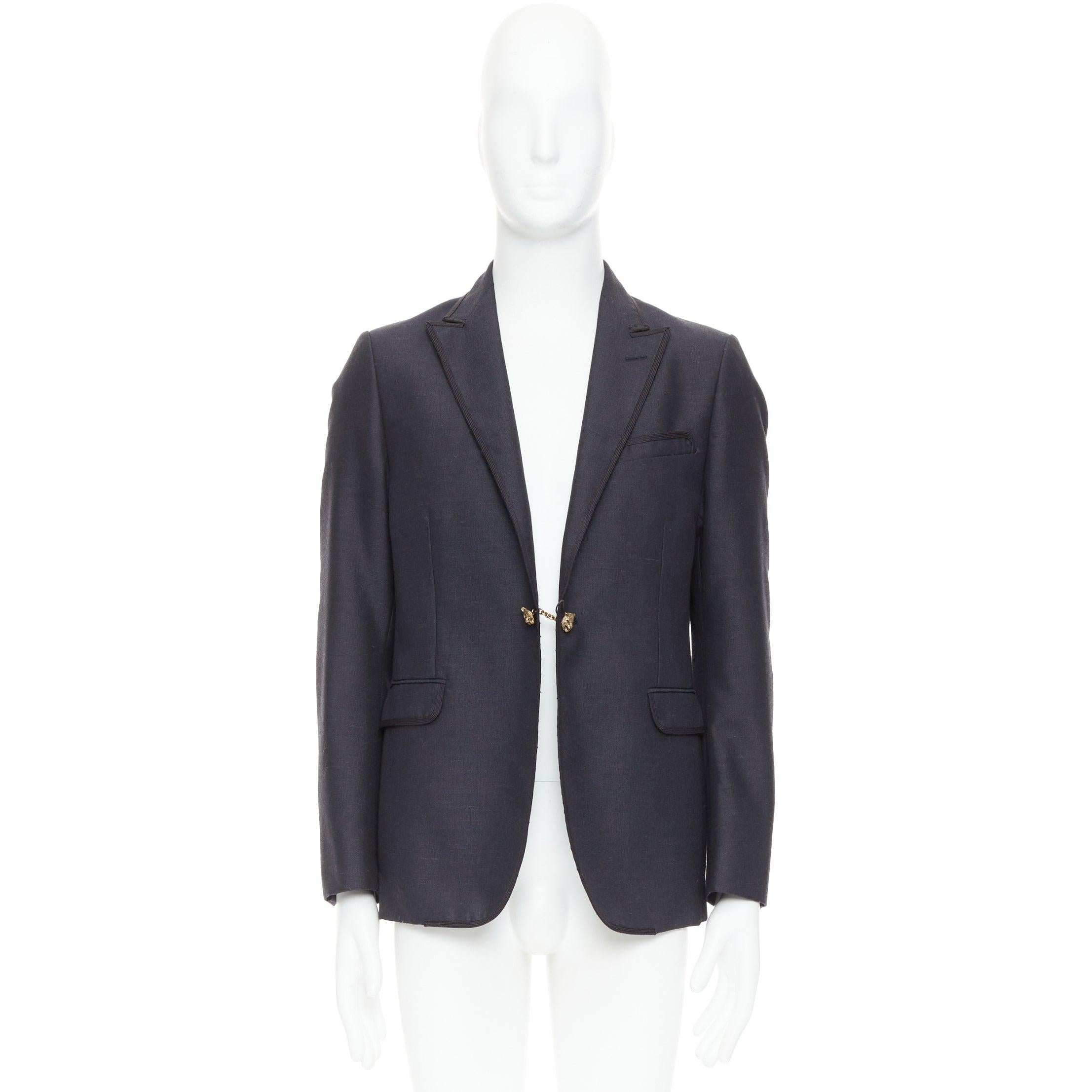 Alessandro Michele blazer in lana e mohair con doppio bottone tigrato in bronzo IT52 XL in vendita 4