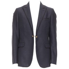 GUCCI Alessandro Michele Wolle Mohair Dual Bronze Tigerknopf Blazer IT52 XL