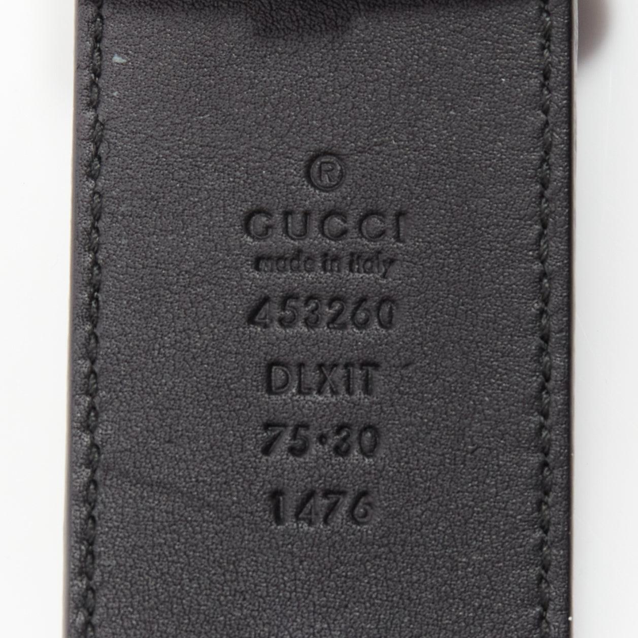 GUCCI Alessandro Michelel Double G gold pearl black leather belt 75cm For Sale 3